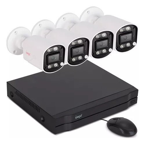Kit Nvr Poe 4 Cameras Ip Hd Dvr Infravermelho 4mp 