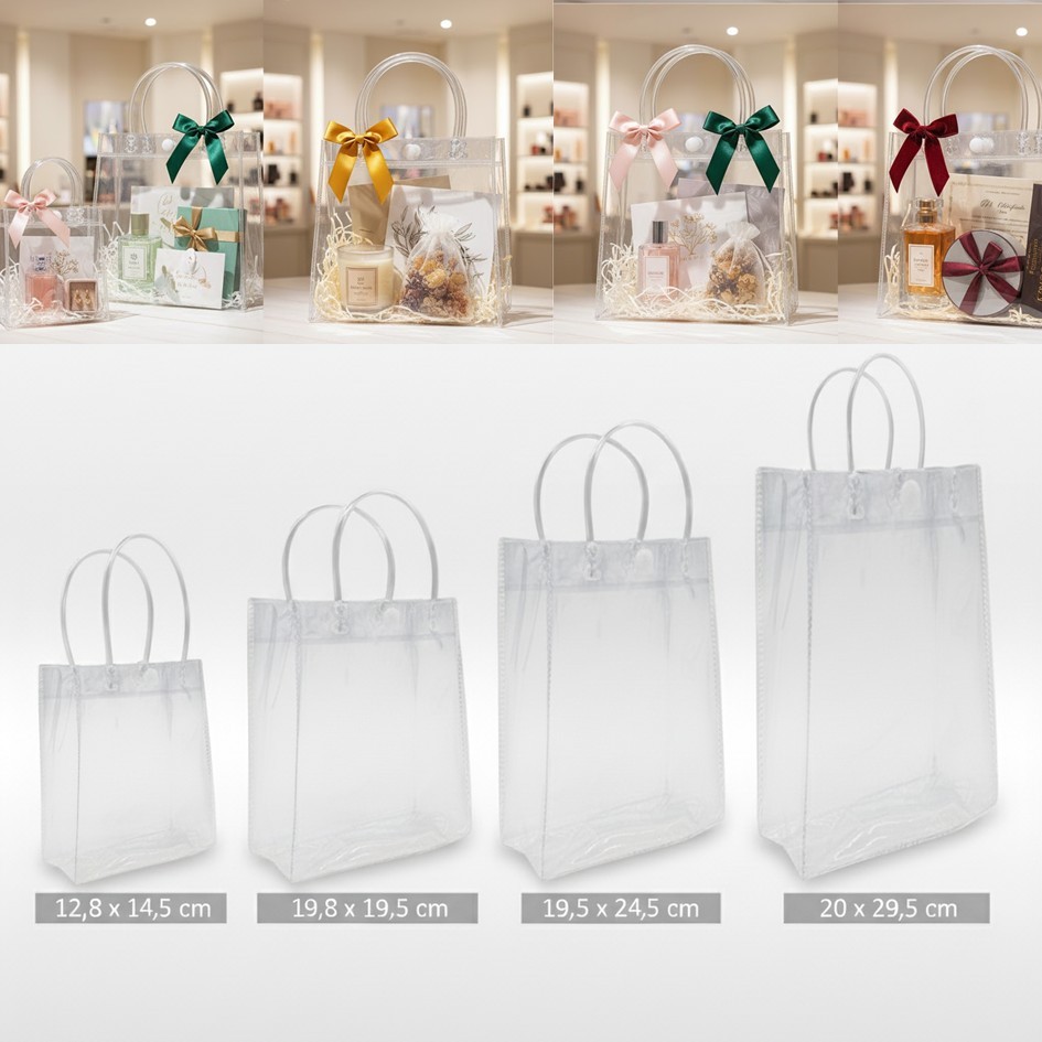 Kit 10 Sacolas Transparentes com Fecho p/ Presente