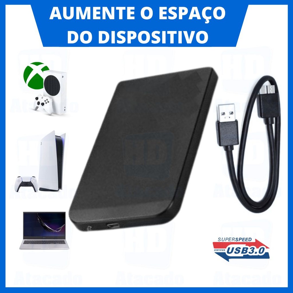 HD Externo 2TB USB 3.0 SSD Portátil de Xbox, PS5,