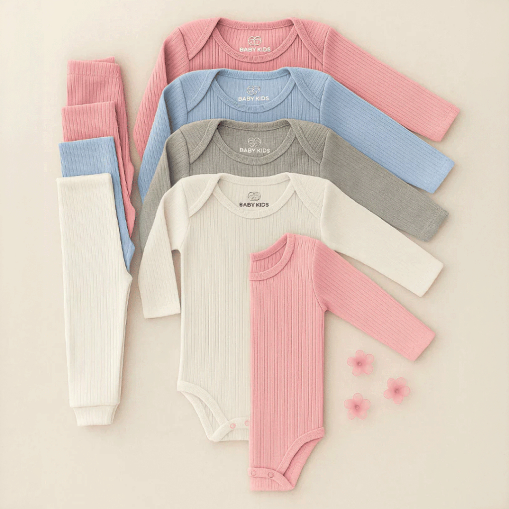 Kit 6 Peças Conjunto Body Manga Longa Canelado + 