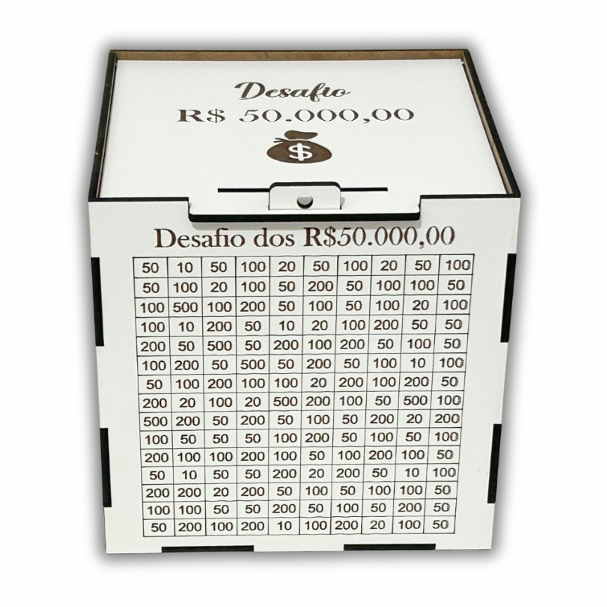 Cofre Desafio Mdf 50Mil Escolha Sua Meta Caixa De 