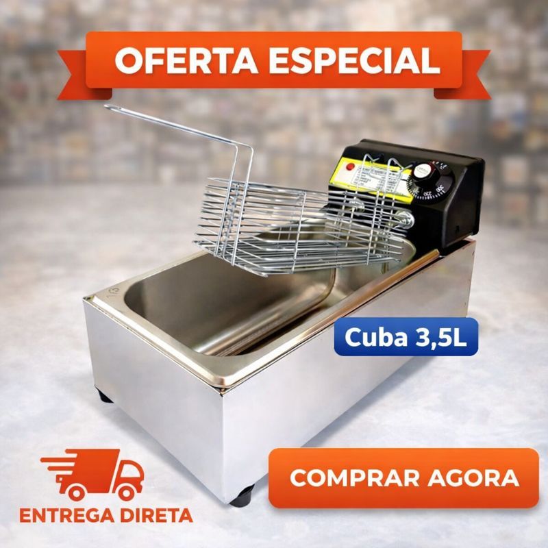 Fritadeira Elétrica Inox Profissional 3,5L Cuba l