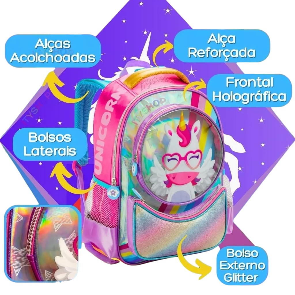 Mochila de Costa Infantil Unicórnio – Ideal