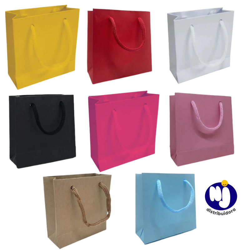 Sacola De Papel 15x15x6cm 10unid Diversas Cores Pr