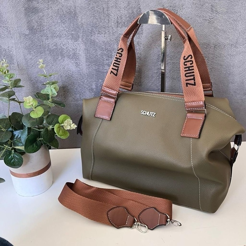 Bolsa Baú Alça escrita Feminina Couro Forrada co