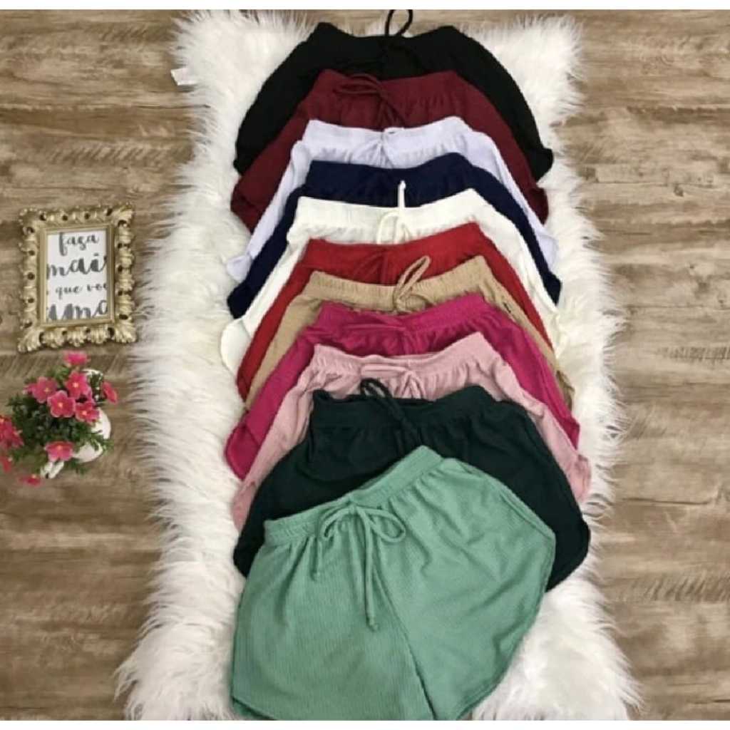 Kit 3 Shorts Feminino Malha Canelada Confortável