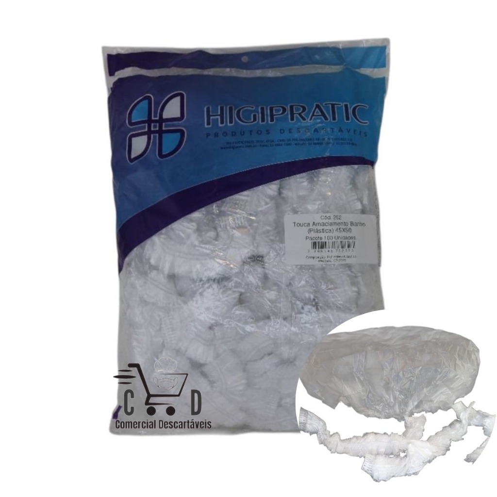 Touca Plástica Descartável 100UN – Salão 