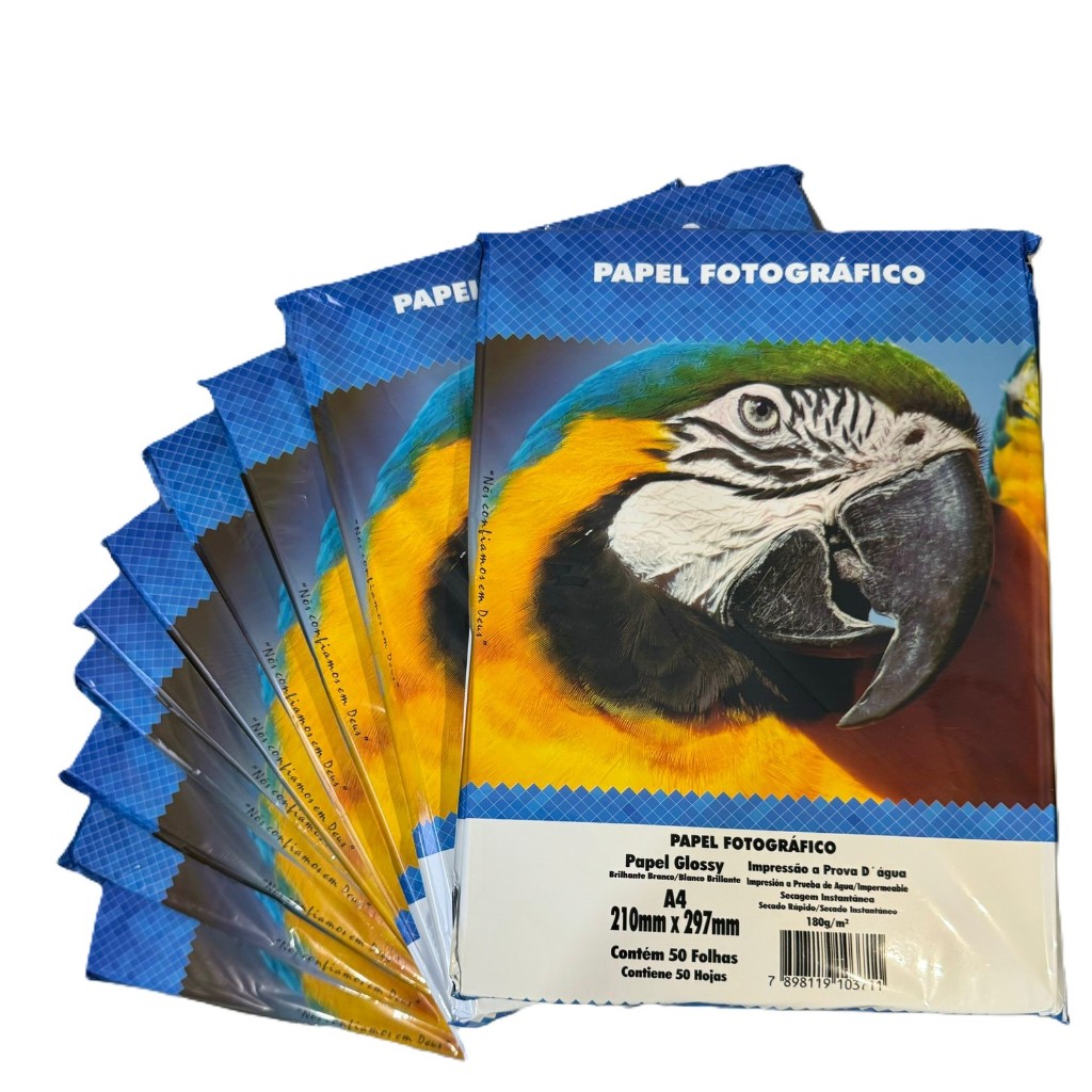Kit 200 folhas Papel Fotográfico 180g A4  Glossy 