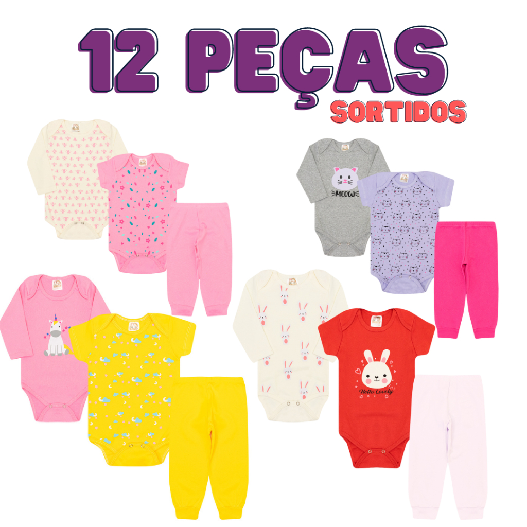 Kit body Bebê 12 peças conjunto bebê Roupa de B