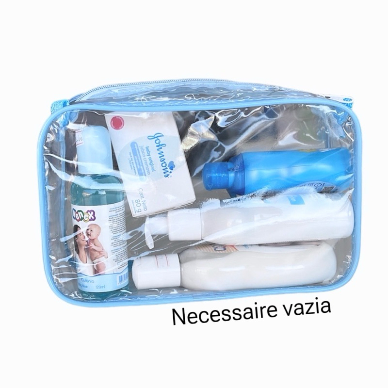 NECESSAIRE 23X15 TRANSPARENTE E AZUL MATERNIDADE H