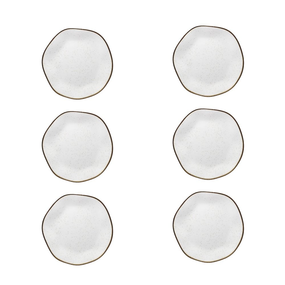 Jogo 6 Pratos de Sobremesa de 21,5cm em Porcelana 