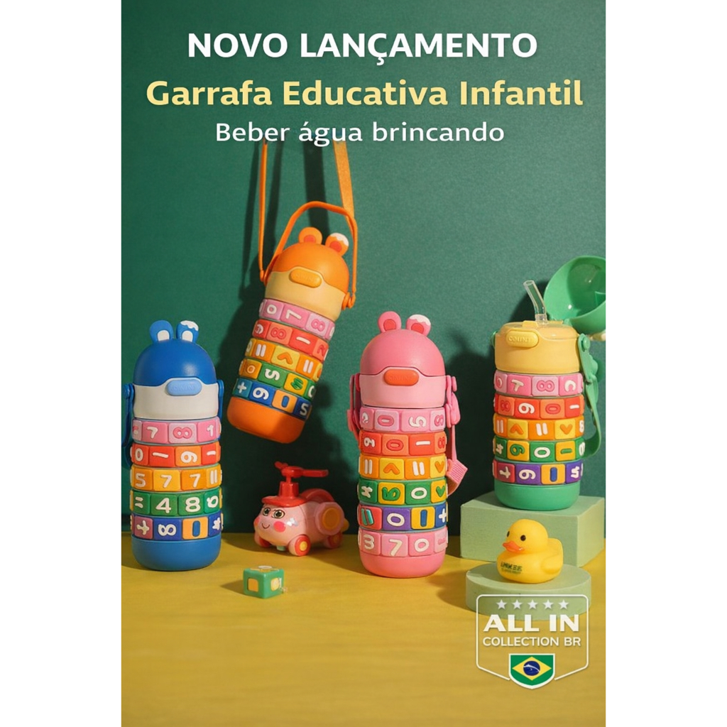 Garrafa Infantil Interativa com Anéis Giratórios