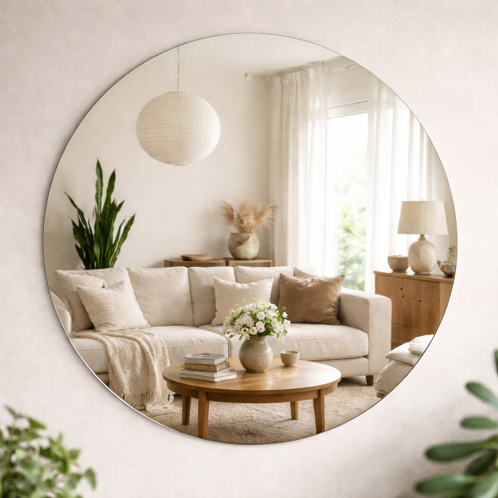 Espelho Redondo até 60cm Vidro Lapidado Decorativ