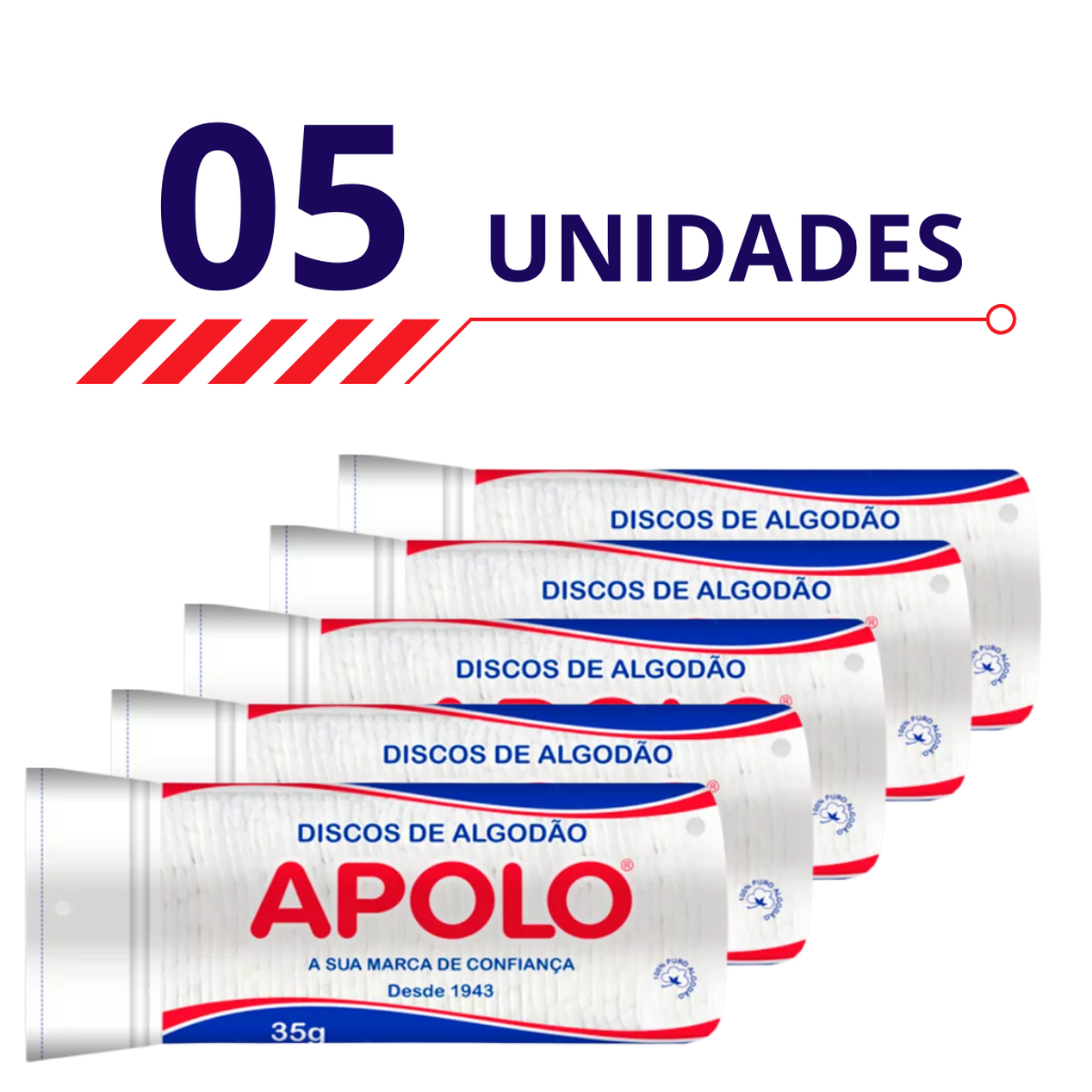 Kit 5 Disco de Algodão Apolo Para o Rosto Limpeza