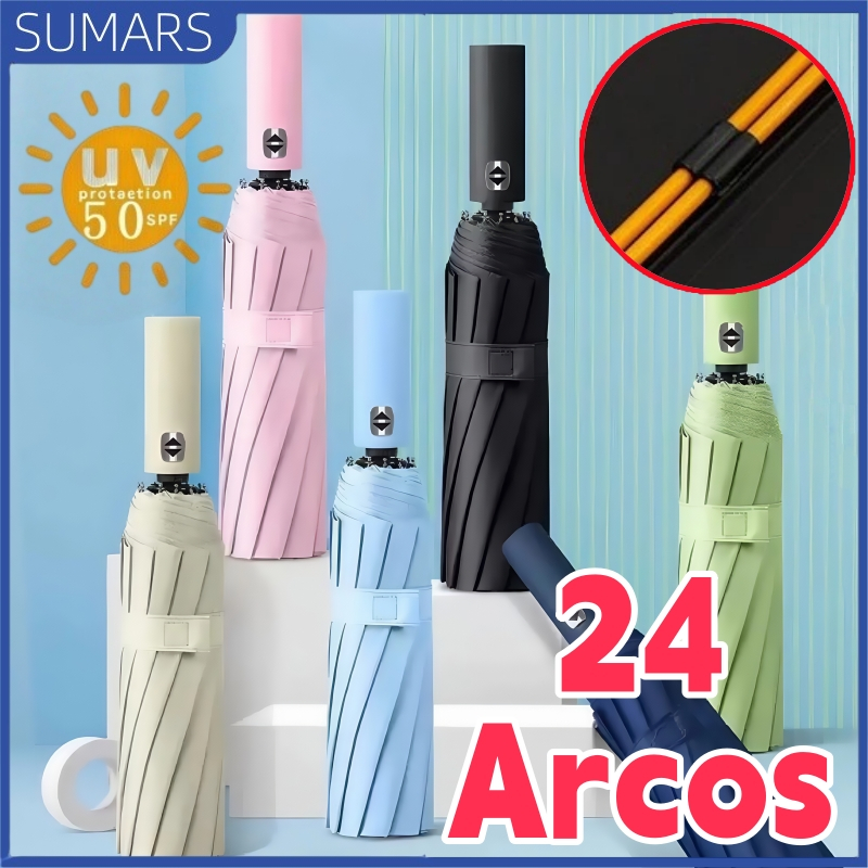 24 Ossos Guarda Chuva Automático Dobrável Duráv