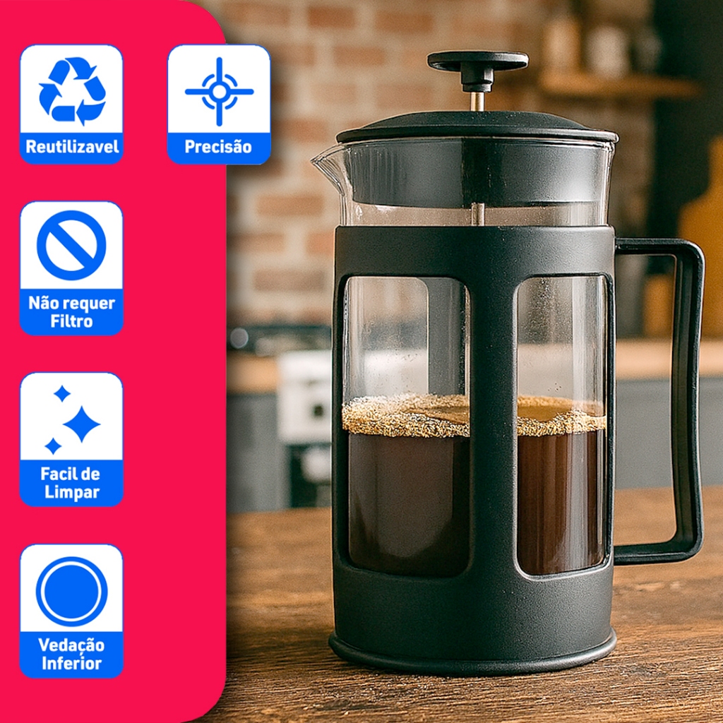 Cafeteira Francesa Cremeira 350ml Inox Leite Café