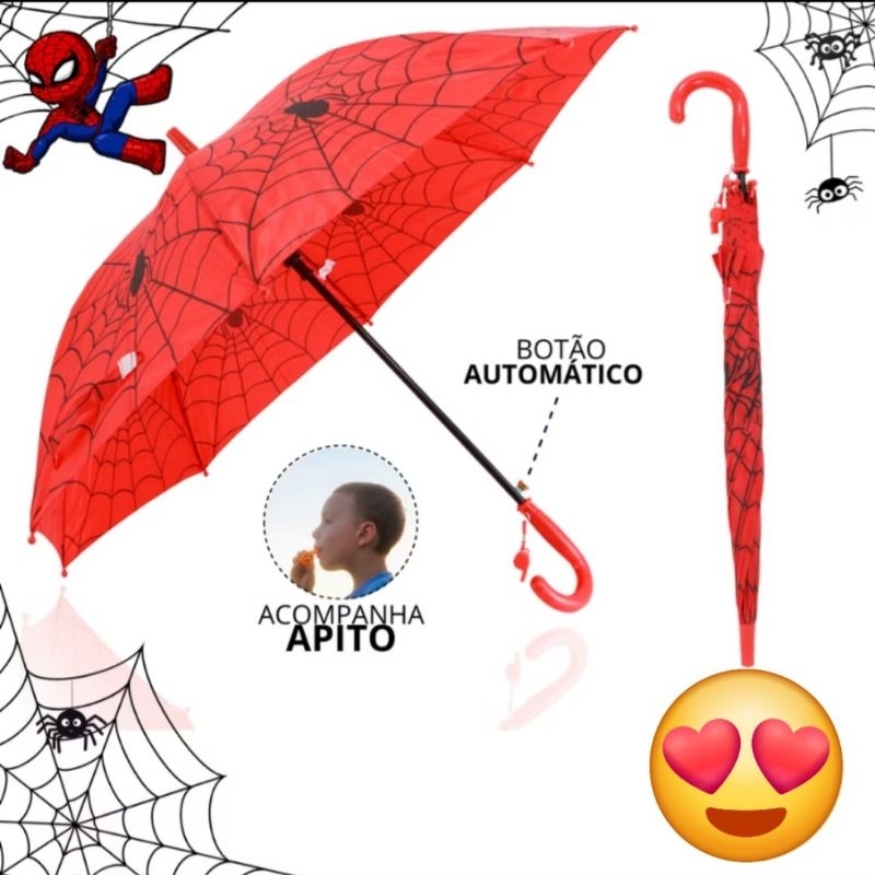 Guarda Chuva Infantil  Aranha Automático reforça