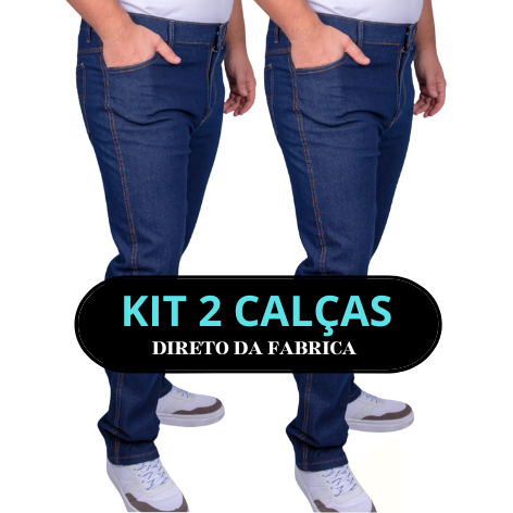 Kit 2 Calça Jeans Masculina Elastano Lycra Preto 
