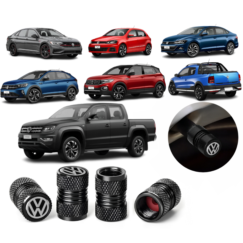 Kit 4 Tampas Bico Pneu Universal Veículos Volkswa