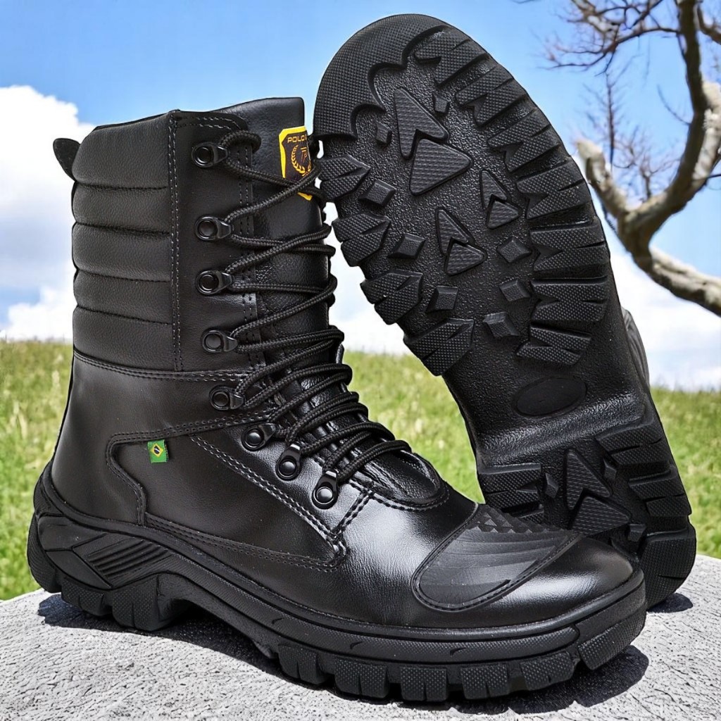 Polo Blu Bota Coturno Militar Cano Médio Sintéti