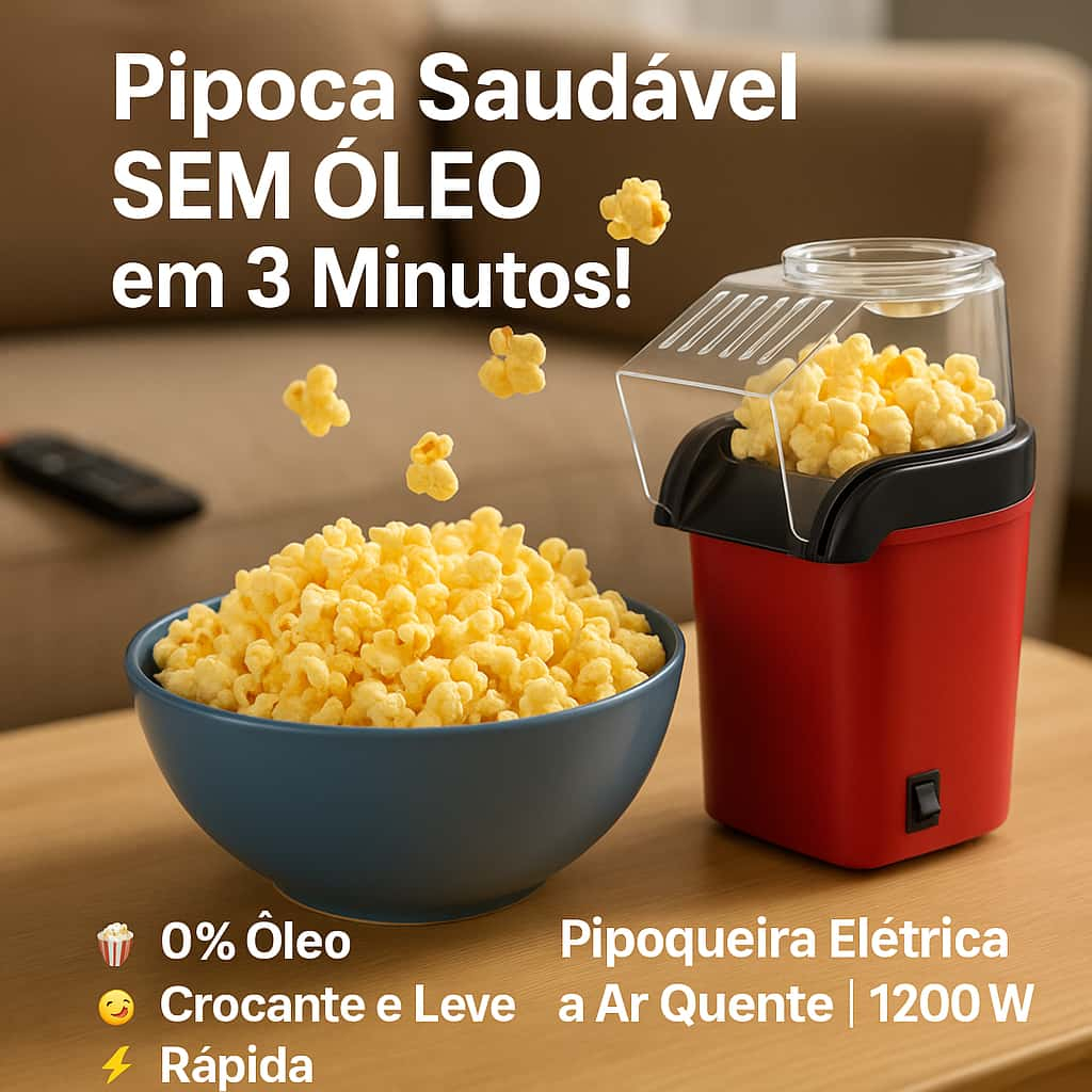 Pipoqueira Elétrica 1200W | Sem Óleo e Rápida |