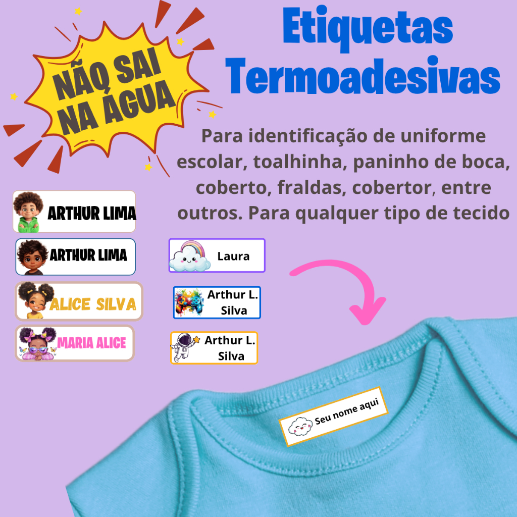 kit  Etiquetas Nome Aplique Identificação para R