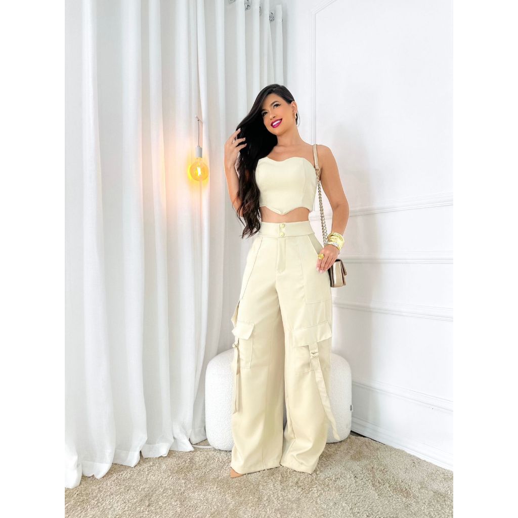 Conjunto  Calça cargo + CORSET TOMARA QUE CAIA  T