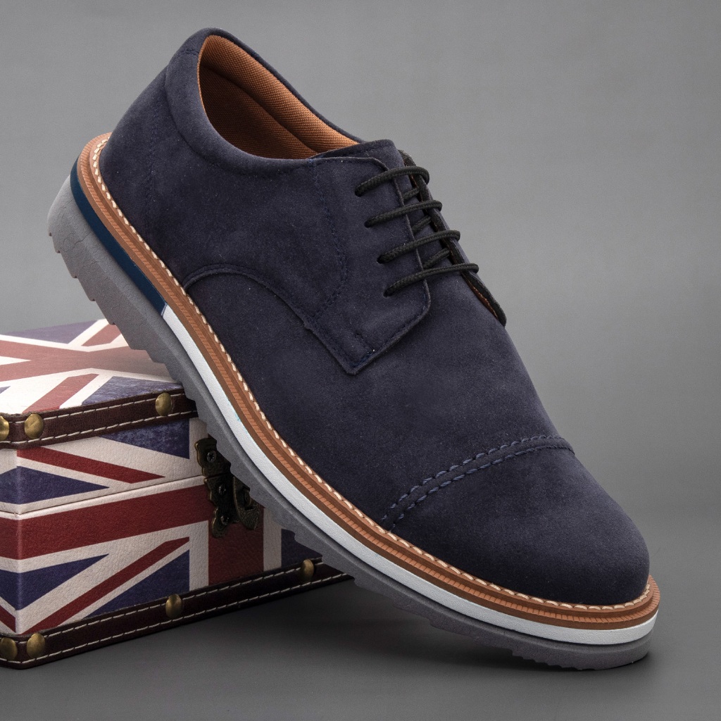 Oxford Masculino Brogue Camurça Confortável Sola