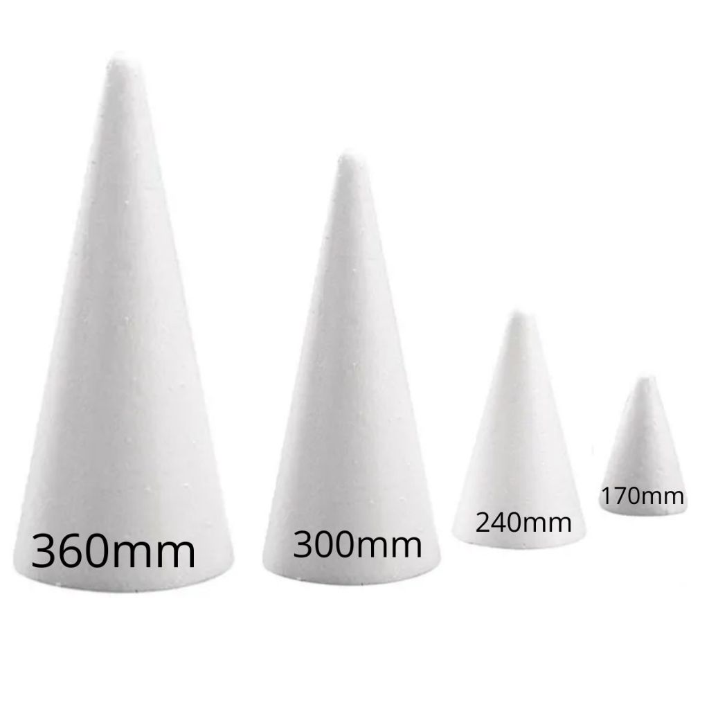 CONE DE ISOPOR MACIÇO PARA DECORAÇÃO NATAL ARTE