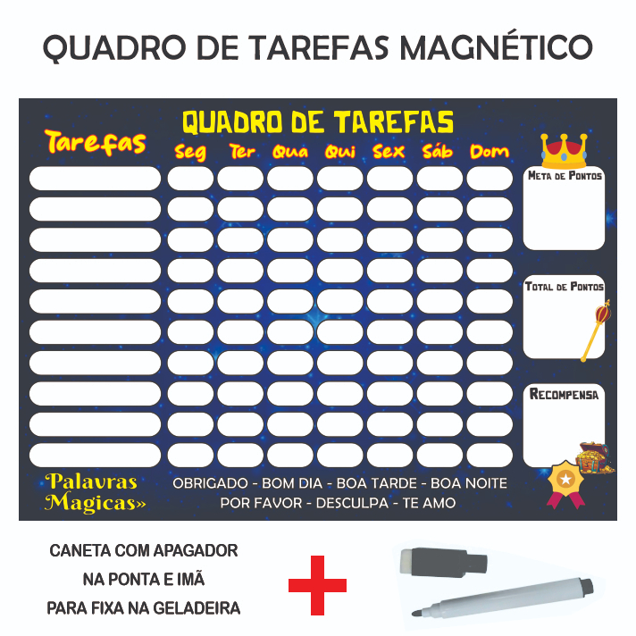 Quadro de Rotina Infantil com Imã Quadro de taref