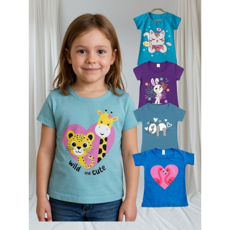 Kit 5  Camiseta Infantil menina Manga Curta  Estam