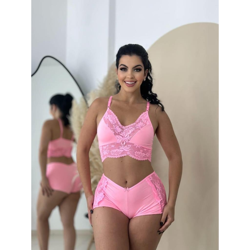 Baby doll feminino sexy com detalhes em renda roup