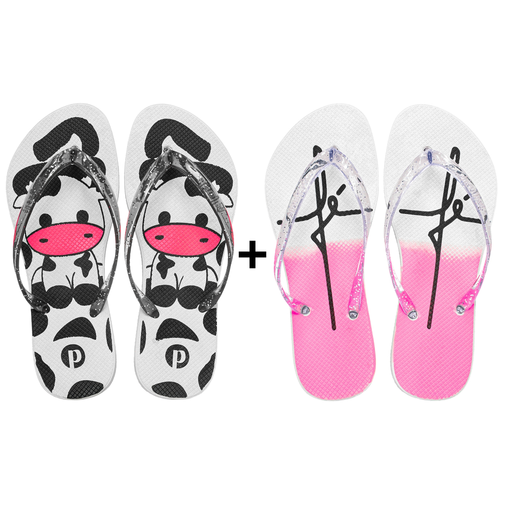 Kit Chinelo Feminino Macio Estampado Leve