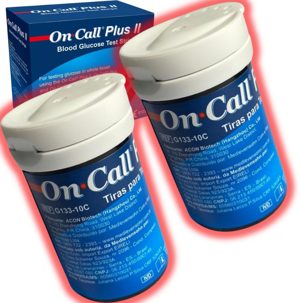 100 Tiras Medir Glicose On Call Plus II Tiras para