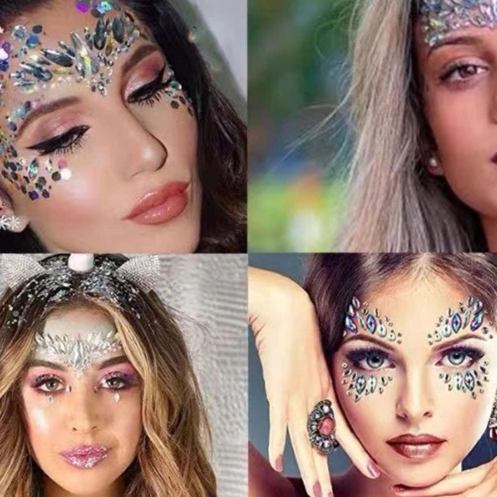 Adesivos Facial Para O Rosto Strass Cristais Maqui