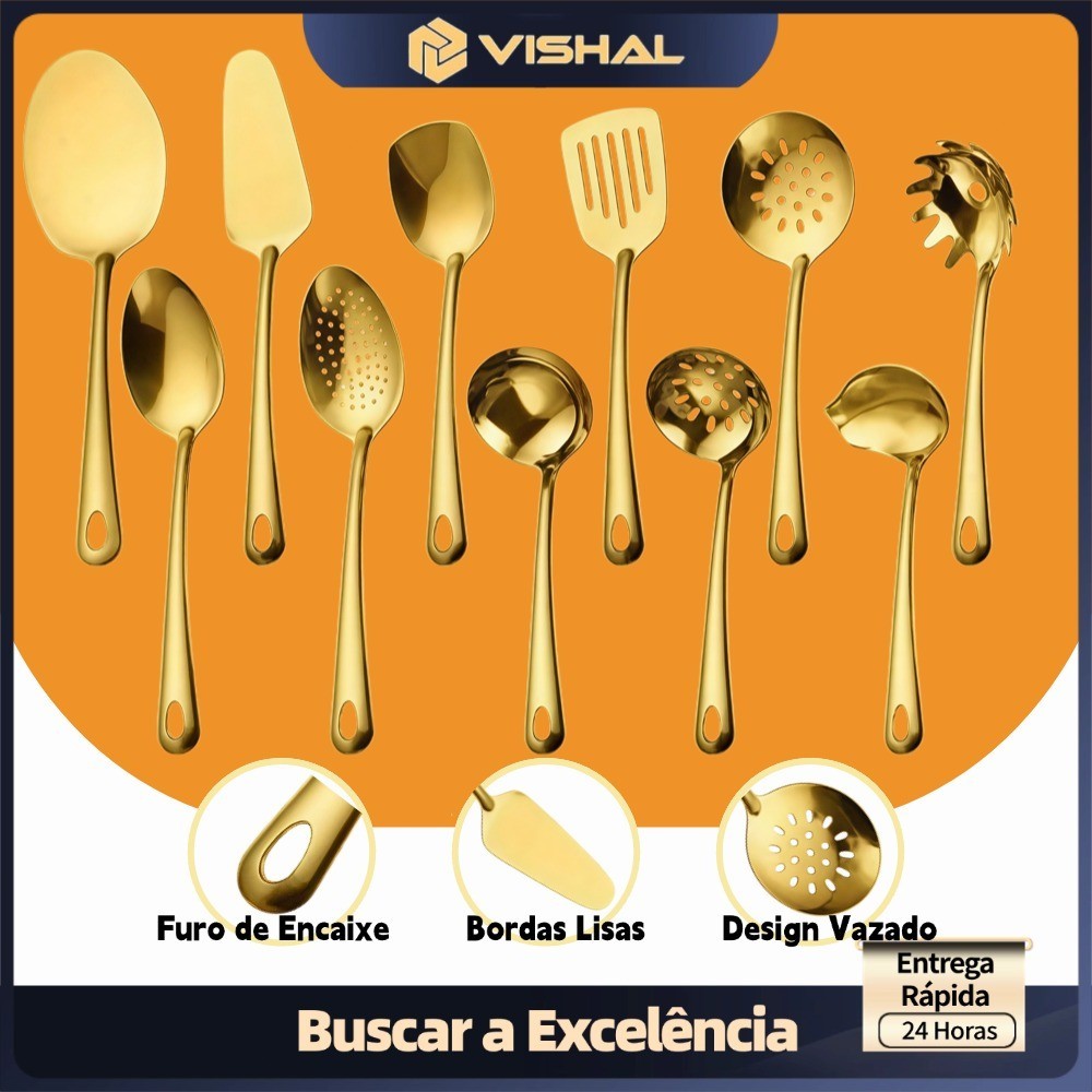 Kit 4/11 Peças Utensílios de Cozinha em Aço Ino