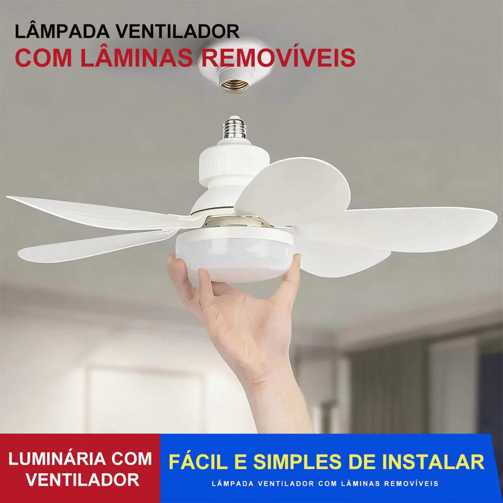 Ventilador Lâmpada De Teto LED Silencioso, Modern