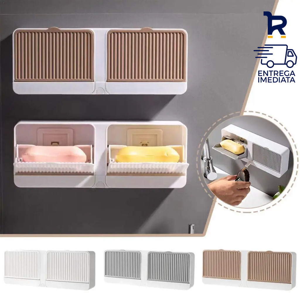 Kit Saboneteira Porta Sabão Fixação com Adesivo