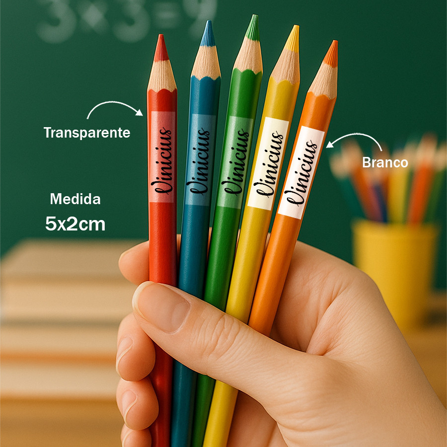 150 Etiquetas Escolares Personalizadas para Lápis