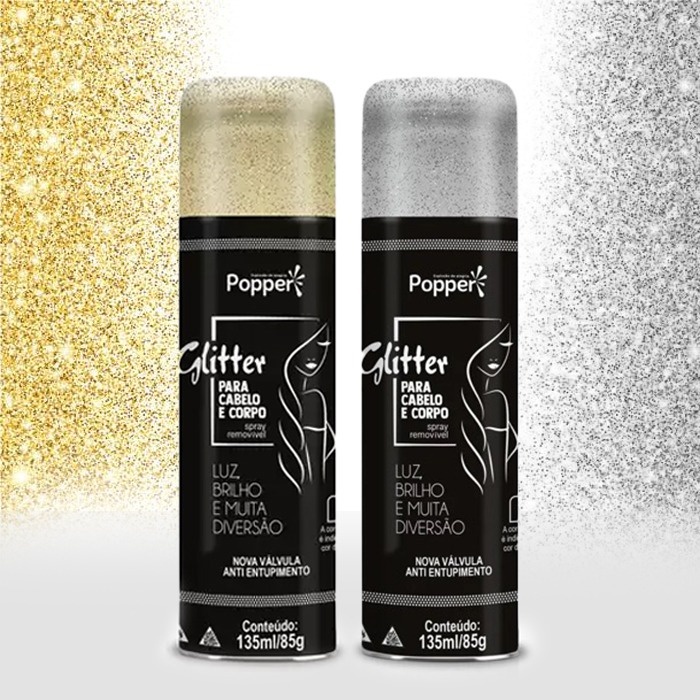 Popper Glitter Spray Para Cabelo e Corpo – A