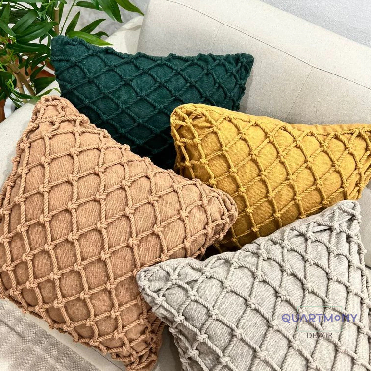 Capa Almofada Cordão Trançada Decorativa Rustica