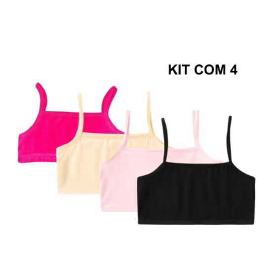 Kit 4 TOP cotton algodão liso infantil juvenil  p