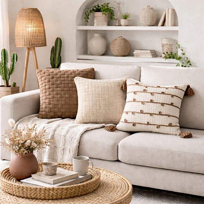 kit 3 Capas de Almofadas Decorativa Algodão Boho 