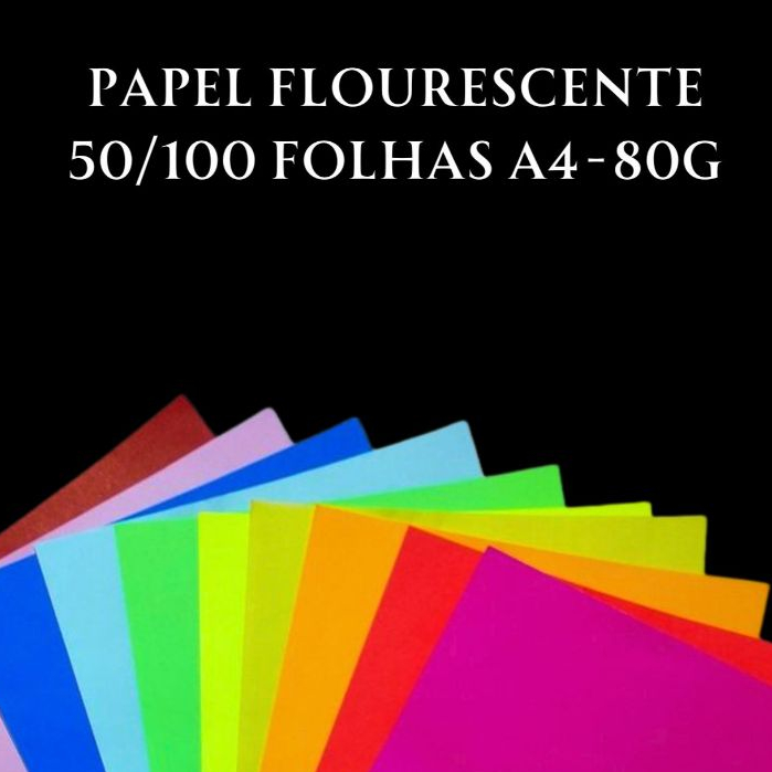 50/100 Folhas Papel Neon Criativo A4 80g Papel Flu