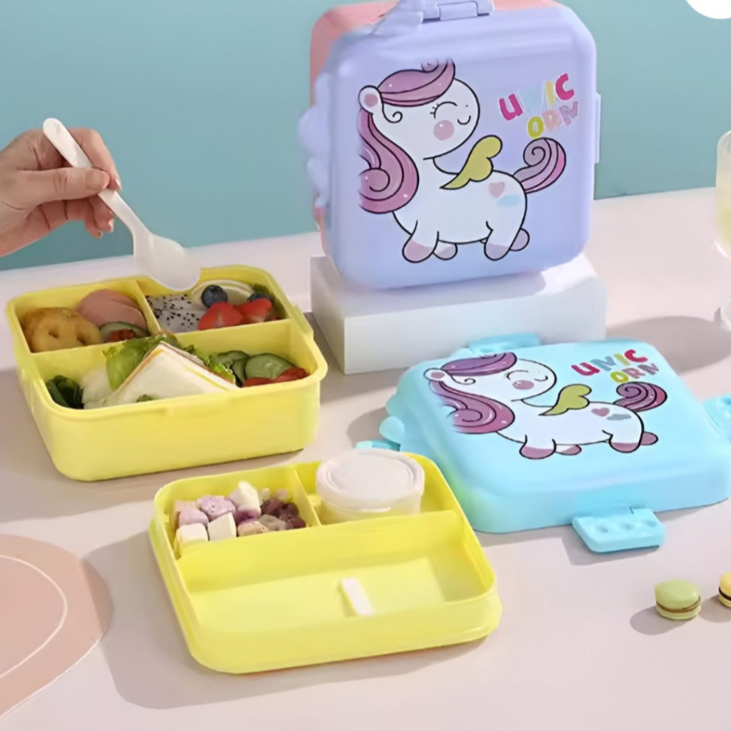 Marmita Infantil Com Divisórias Talher e Pote par