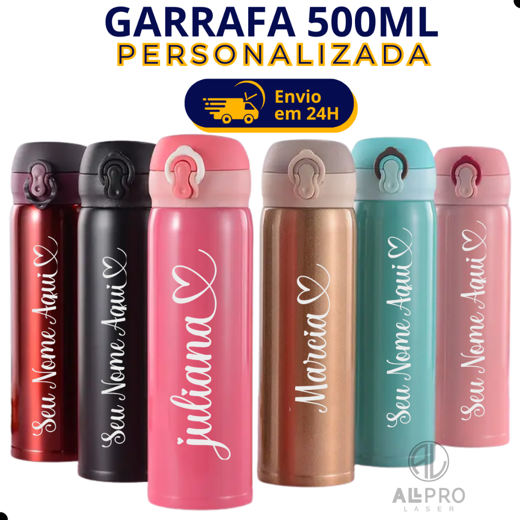 Garrafa Térmica 500ml Personalizada a Laser  Nome