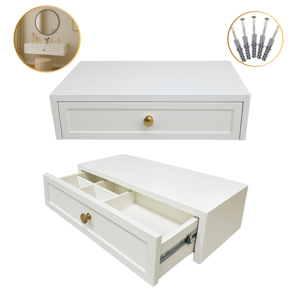Penteadeira Suspensa Mdf 50cm Branco Texturizado C