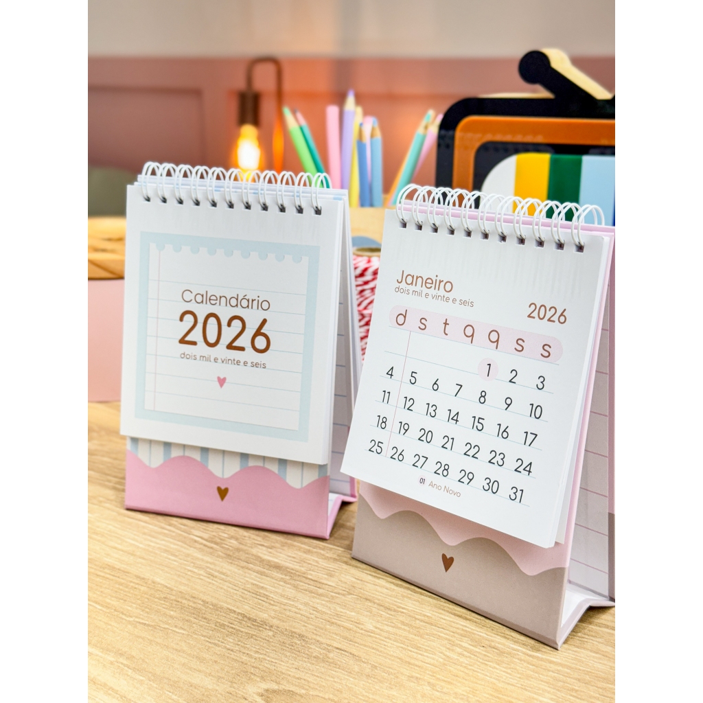 Calendário fofo datado 2026