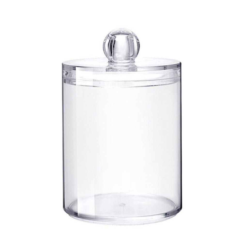 Porta Cotonetes E Algodão Com Tampa De Acrílico 