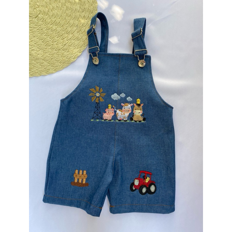 jardineira jeans fazendinha